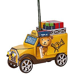 Christbaumschmuck Postauto mit Teddy  -  8cm