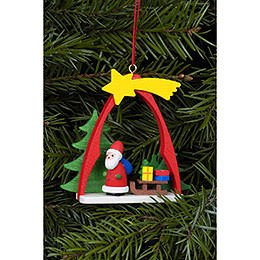 Christbaumschmuck Weihnachtsmann im Bogen  -  7,4x6,3cm