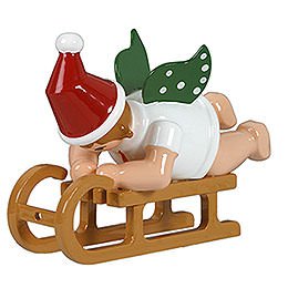 Christmas Angel with Hat Lying on Sleigh - 6,5 cm / 2.5 inch