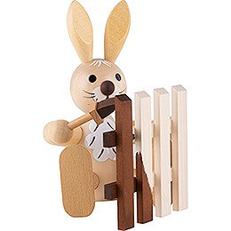 Easter Bunny at Fence Painting - 15 cm / 5.9 inch