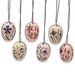 Easter Egg Set White with Flowers - 3,5 cm / 1.4 inch