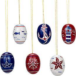 Easter Egg Set with Maritime Designs - 5,5 cm / 2.2 inch
