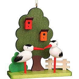 Easter Ornament  -  Stork Couple at Tree  -  7,8cm / 3.1 inch