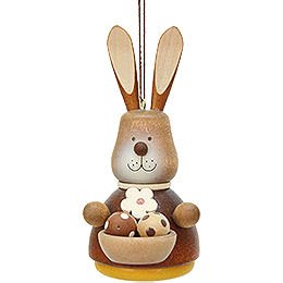 Easter Ornament - Teeter Bunny with Egg-Basket Natural - 9,8 cm / 3.9 inch