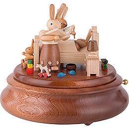 Electronic Music Box - Bunny Bed with Good Night Stories - 16 cm / 6 inch
