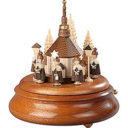 Electronic Music Box - Carolers and Seiffen Church Natural - 19 cm / 7.5 inch