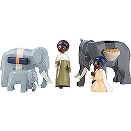 Elephant Herder, Set of Five, Colored  -  7cm / 2.8 inch