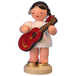 Engel mit Gitarre - Rote Flgel - stehend - 9,5 cm