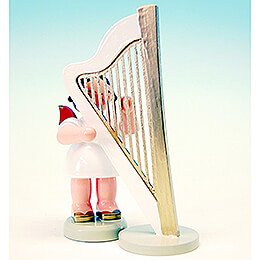 Engel mit Harfe - Rote Flgel - stehend - 9,5 cm