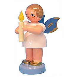 Engel mit Kerze - Blaue Flgel - stehend - 6 cm