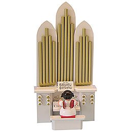 Engel mit Orgel - Rote Flgel - 18,5 cm