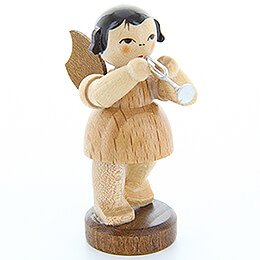 Engel mit Piccolotrompete - natur - stehend - 6 cm