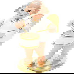 Engel wei/gold mit Flachtrommel  -  6,0cm