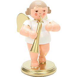 Engel weiß/gold mit russischem Horn - 6 cm