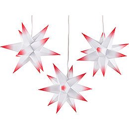 Erzgebirge-Palace Moravian Star Set of Three - White-Red - incl. Lighting - 17 cm / 6.7 inch