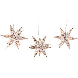 Erzgebirge-Palace Moravian Star Set of Three White with Golden Lines incl. Lightning - 17 cm / 6.7 inch
