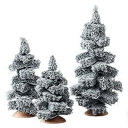 Fir Tree with Snow without Trunk, Set of Three - 13 cm / 5.1 inch