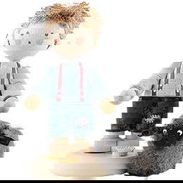 Flachshaarkinder Junge mit schwarzem Schaf - 4 cm