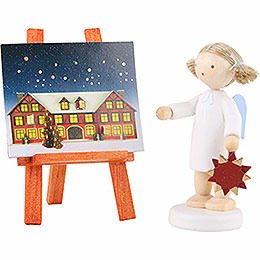 Flax Haired Angel with Adventstar and -Calender - 5 cm / 2 inch