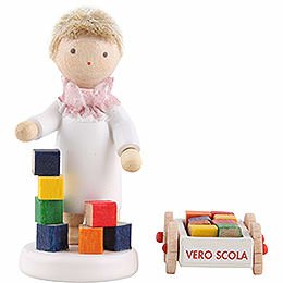 Flax Haired Angel with Blumenauer Building Set  -  5cm / 2 inch