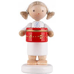 Flax Haired Angel with Can with Sweets, Red - 5 cm / 2 inch