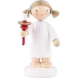 Flax Haired Angel with Candle - 5 cm / 2 inch