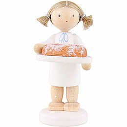 Flax Haired Angel with Christmas Stollen  -  5cm / 2 inch