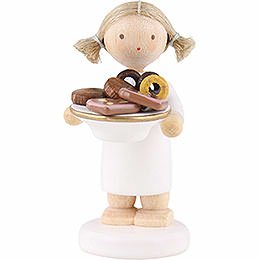 Flax Haired Angel with Christmas Treats  -  5cm / 2 inch