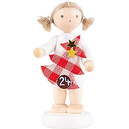 Flax Haired Angel with Christmas Tree (24) - 5 cm / 2 inch