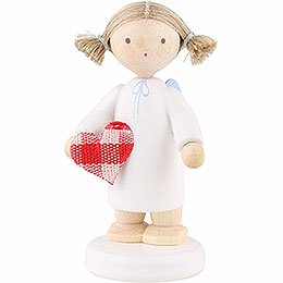 Flax Haired Angel with Fabric Heart "With All My Heart"  -  5cm / 2 inch
