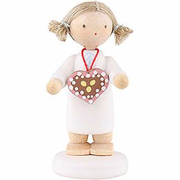 Flax Haired Angel with Ginger Bread Heart - 5 cm / 2 inch