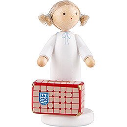 Flax Haired Angel with Large Suitcase - 5 cm / 2 inch