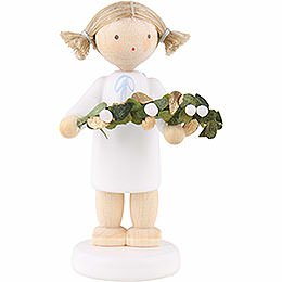 Flax Haired Angel with Mistletoe  -  5cm / 2 inch