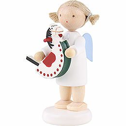 Flax Haired Angel with Rocking Horse  -  5cm / 2 inch