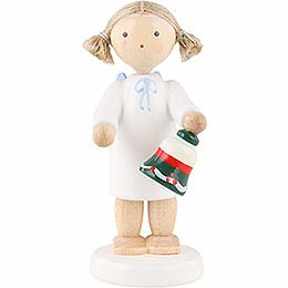Flax Haired Angel with Table Bell  -  5cm / 2 inch