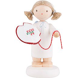 Flax Haired Angel with Tambour Frame  -  5cm / 2 inch