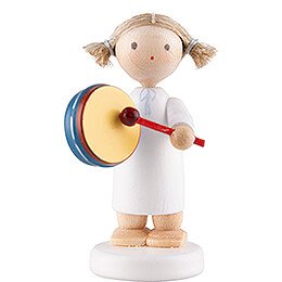 Flax Haired Angel with Tambourine  -  5cm / 2 inch