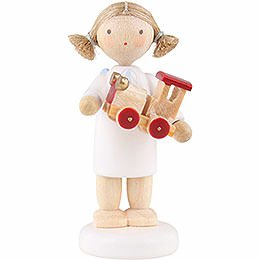 Flax Haired Angel with Toy Car  -  5cm / 2 inch