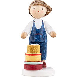 Flax Haired Children Boy with Chip Boxes - Edition Flade & Friends - 5 cm / 2 inch