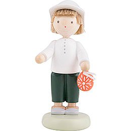 Flax Haired Children Boy with Sorbian Easter Egg - 5 cm / 2 inch
