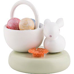 Flax Haired Children Bunny with Egg Basket  -  2cm / 1 inch