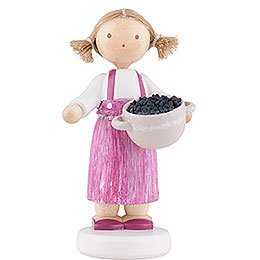 Flax Haired Children Girl with Blackberries - 5 cm / 2 inch
