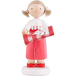 Flax Haired Children Girl with Bolt of Fabric - 5 cm / 2 inch