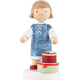 Flax Haired Children Girl with Chip Boxes - Edition Flade & Friends - 4,5 cm / 1.8 inch