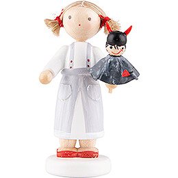 Flax Haired Children Girl with Devil - 5 cm / 2 inch