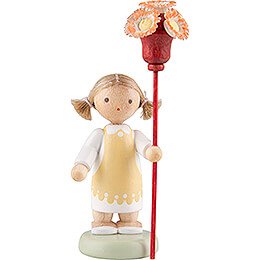 Flax Haired Children Girl with Flower Sceptre - 5 cm / 2 inch