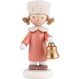 Flax Haired Children Girl with Fur Hat - 5 cm / 2 inch
