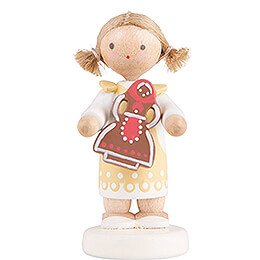 Flax Haired Children Girl with Gingerbread - 5 cm / 2 inch