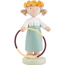 Flax Haired Children Girl with Hula Hoop - 5 cm / 2 inch