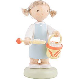 Flax Haired Children Girl with Sand Box Toys - 5 cm / 2 inch